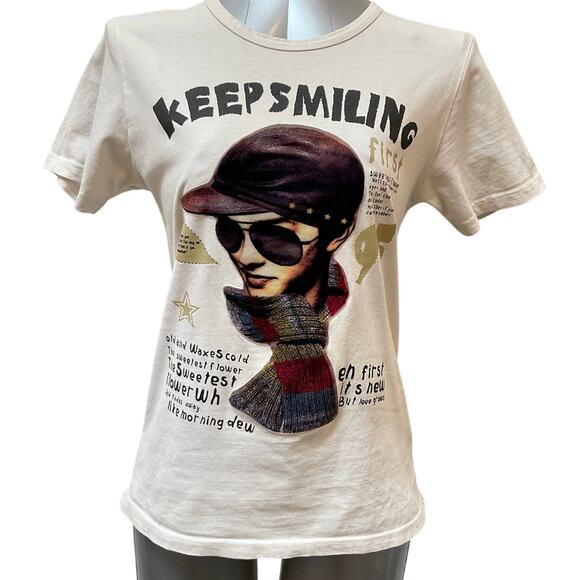 FLAWED Comme des Garcons Keep Smiling Tee Women's Large - Picture 1 of 7